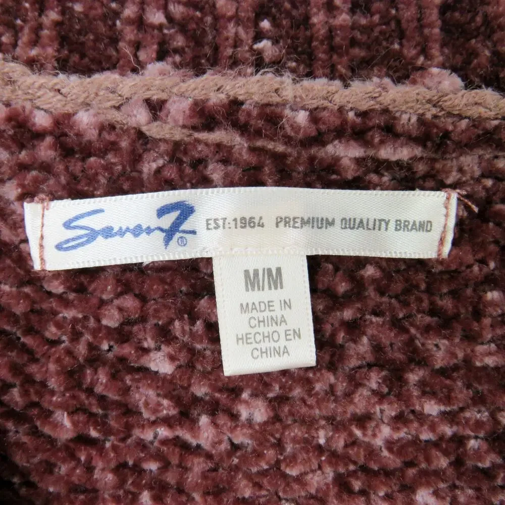 Seven Ultra Plush Chenille Pullover Sweater Mauve Pink Crewneck Sweater Medium